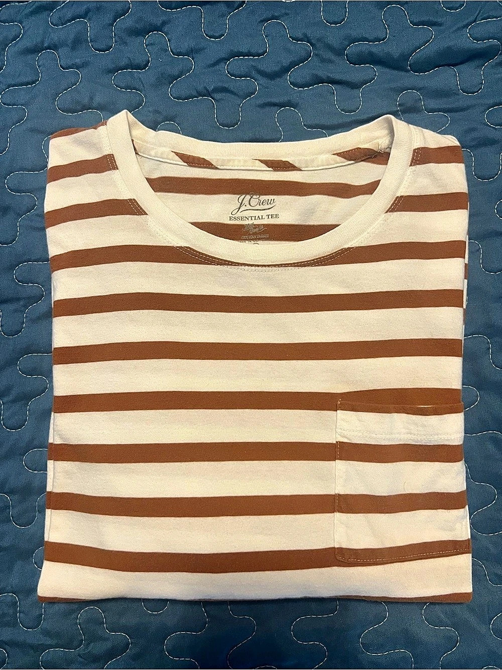 J.Crew Essential Tee Striped Long Sleeve Tee in Brown & Cream Size Medium